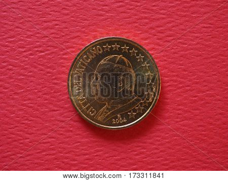 50 euro cents coin (EUR) from Vatican City bearing the portrait of pope John Paul II (Karol Josef Woytila)