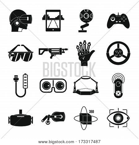 Virtual reality icons set. Simple illustration of 16 virtual reality vector icons for web