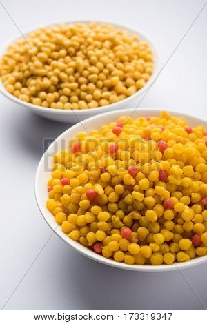 indian sweet boondi or bundi in raw form, main ingredient of bundi laddoo or can eat as is