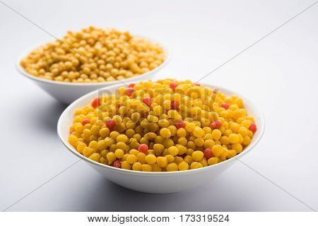 indian sweet boondi or bundi in raw form, main ingredient of bundi laddoo or can eat as is