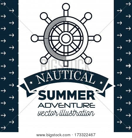 nautical frame with ship timon vector illustration design