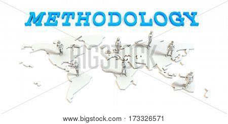 Methodology Global Business Abstract with People Standing on Map 3D Illustration Render