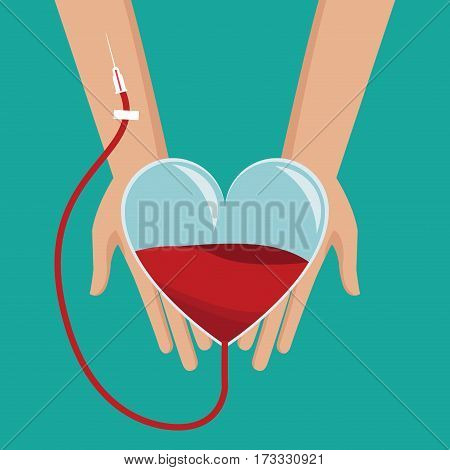 hand holding heart glass blood donor vector illustration eps 10