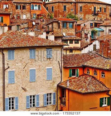 View to Historic Center of the City of Perugia in Italy