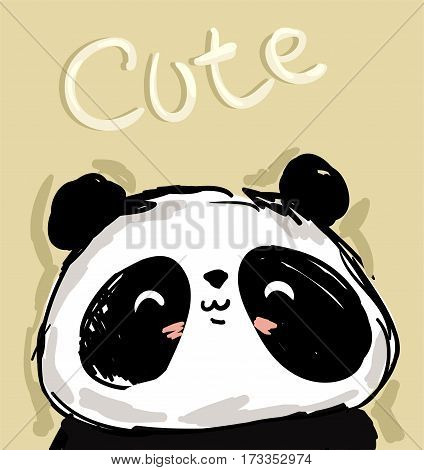 Panda vector, cute panda illustration, hand drawn bear