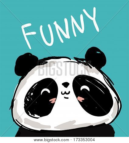 Panda vector, cute panda illustration, hand drawn bear
