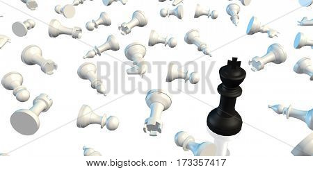Last Man Standing Business Chess Strategy Business Concept 3D Illustration Render
