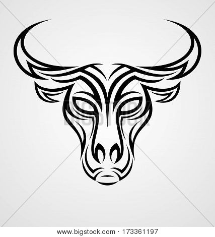 Bull head tribal tattoo design vector illustration