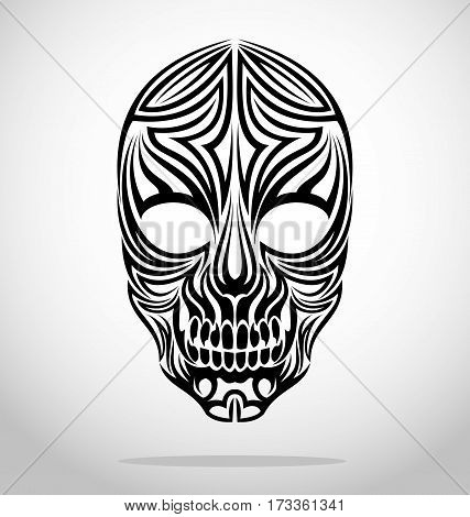Skull face  tribal tattoo design vector illustration