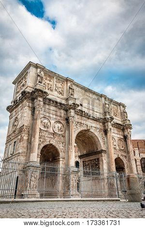 ROME, ITALY - FEBUARY 28, 2016: Arch di Costantino in Rome, Italy