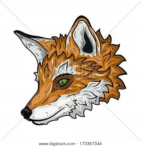 Illustration of fox head isolated on white background