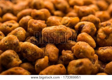 indian Spiced coated fried or tasty delicious Masala peanut.