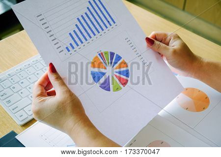 Woman Analysis Business Accounting On Desk Work