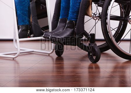 Legs Of Disabled Person.