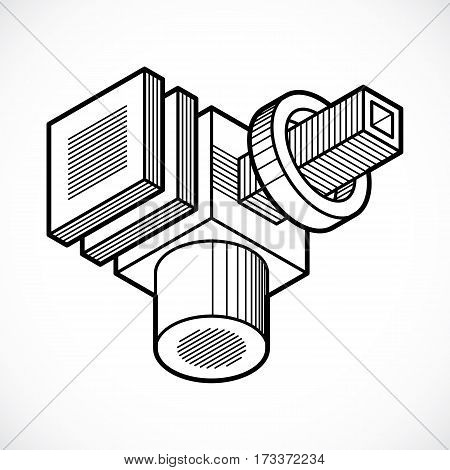 Abstract monochrome construction vector dimensional geometric design.