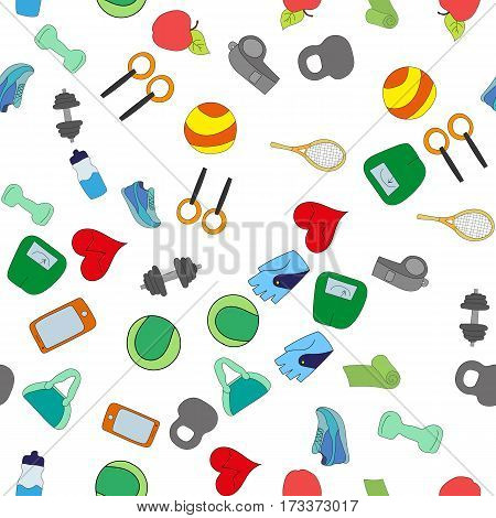 Hand Drawing. Set Fitness. Icons. For Your Design.