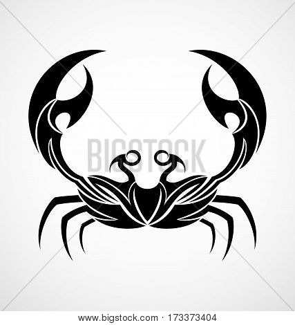 Black crab tattoo tribal design vector illustration
