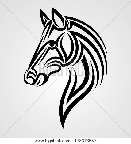 Horse head tattoo tribal design  vector illustration