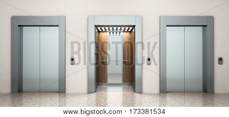 modern steel elevatore 3d rendering image illustration