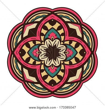 Colorful ornate mandala. Round eastern vector ornament. Design element.