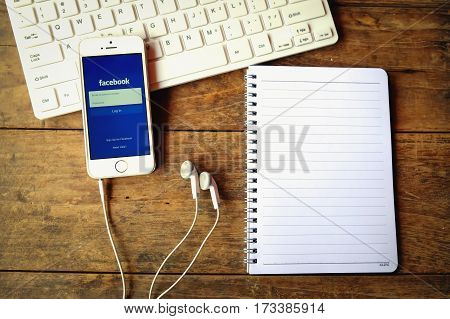 CHIANGMAI THAILAND -April 14 2016: Facebook is an online social networking service founded in February 2004 by Mark Zuckerberg with his college roommates and is now a fortune 500 company.