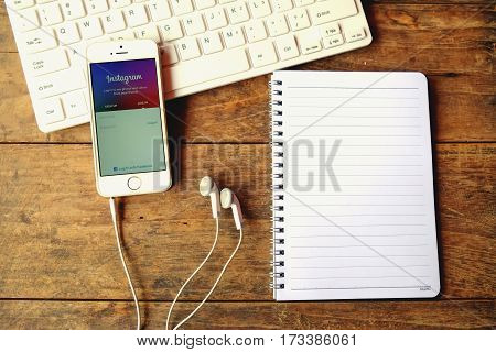 CHIANGMAI THAILAND -April 14 2016:Showing Instagram application using Apple iPhone . Instagram is largest and most popular photograph social networking site in the world.
