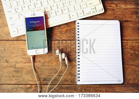 CHIANGMAI THAILAND -April 14 2016:Showing Instagram application using Apple iPhone . Instagram is largest and most popular photograph social networking site in the world.