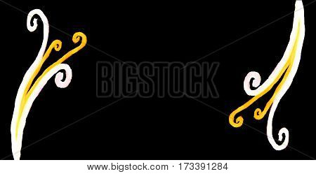 Long horizontal black background decorated adorned the sites with curvy calligraphic light elements