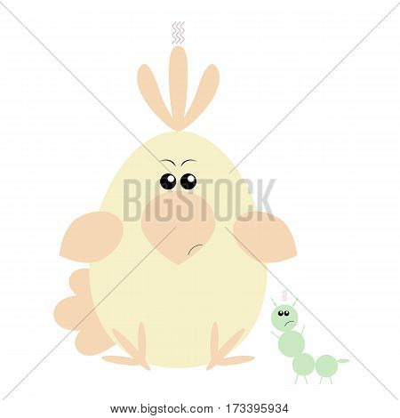 Funny cartoon angry parrot and his friend