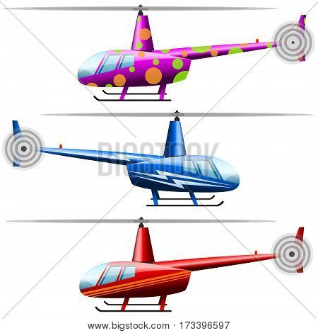 Set helicopters. White background. isolated objects Vector Image