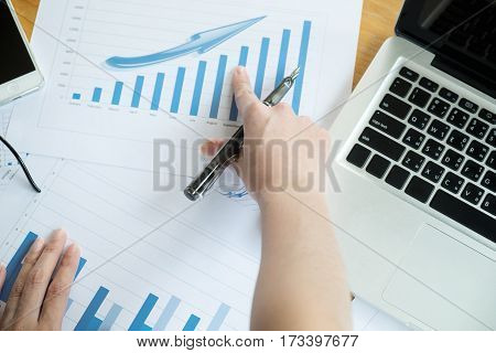 The Above View Of Business Meeting Dicuss Financial Data