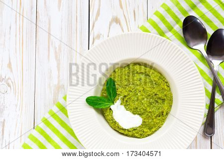 Green Pease Puree Pudding With Spinach And Spices