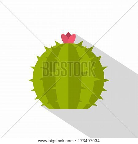 Cactus with flower icon. Flat illustration of cactus with flower vector icon for web isolated on white background