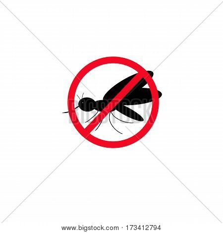 No mosquitoes. The black silhouette of a mosquito. Vector illustration isolated on background.
