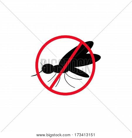 No mosquitoes. The black silhouette of a mosquito. Vector illustrations isolated on background.