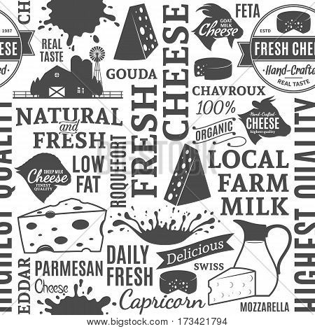 Typographic Vector Cheese Seamless Pattern Or Background