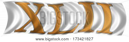 In The Wind Fluttering The Flag With Roman Numeral Xlii, Duo Et Quadraginta, 42, Forty Two, Isolated
