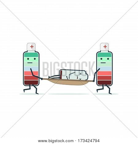Isolated icon of cartoon batteries. Modern friendship. First aid