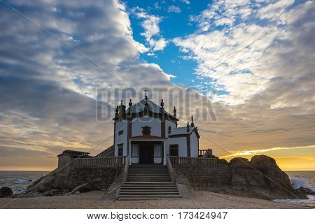 Capela do Senhor da Pedra on sunset Porto Portugal