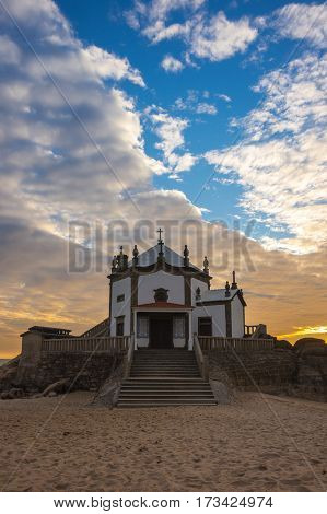 Capela do Senhor da Pedra on sunset Porto Portugal