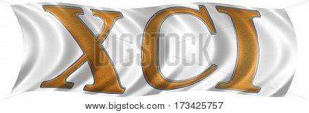 In The Wind Fluttering The Flag With Roman Numeral Xci, Unus Et Nonaginta, 91, Ninety One, Isolated