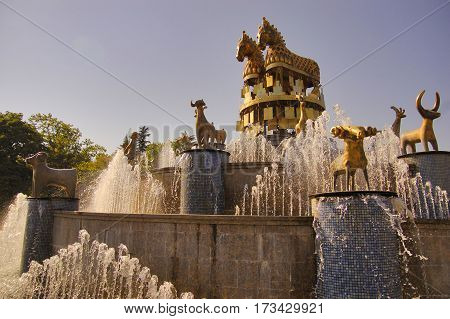 Colchis fountain on a sunny day in Kutaisi, Georgia