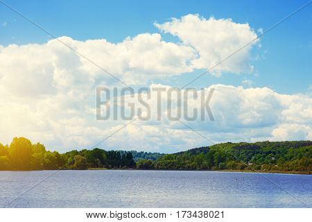 Summer Landscape With Forest Lake