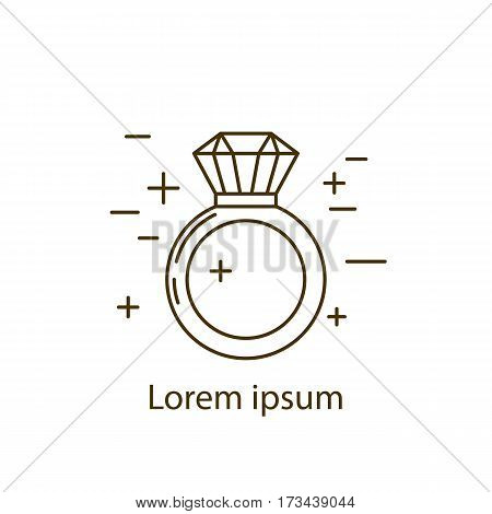 Jewelry ring symbol vector illustration. Diamond logo symbol. Fashion luxury gift icon isolated. Gold brilliant silver gem crystal accessories silhouette