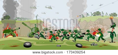 Vector illustration of a armies on battlefield