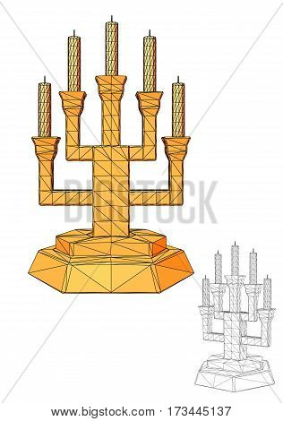 Menorah. Seven branched candlestick isolated on white