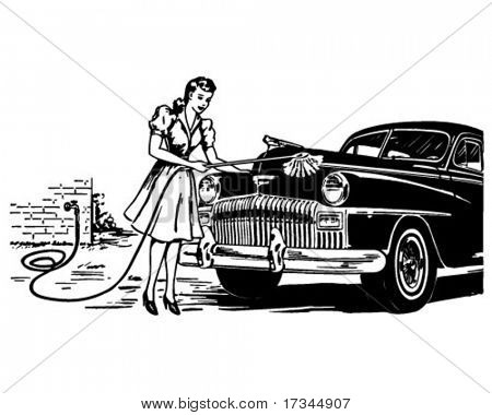 Lavagem de carro de mão - Retro Clip-Art
