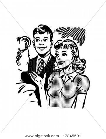 会议的男朋友-复古剪贴画