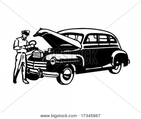Changement de pile - clipart rétro