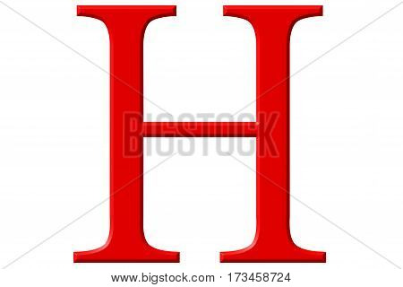 Uppercase Letter H, Isolated On White, 3D Illustration